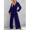 imageDokotoo Lantern Long Sleeve Jumpsuit Wrapped V Neck Elegant for Womens Dressy Casual 2024 Fall One Piece Romper OutfitsBlue
