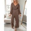 imageDokotoo Lantern Long Sleeve Jumpsuit Wrapped V Neck Elegant for Womens Dressy Casual 2024 Fall One Piece Romper OutfitsDark Brown
