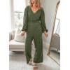 imageDokotoo Lantern Long Sleeve Jumpsuit Wrapped V Neck Elegant for Womens Dressy Casual 2024 Fall One Piece Romper OutfitsJungle Green