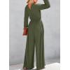 imageDokotoo Lantern Long Sleeve Jumpsuit Wrapped V Neck Elegant for Womens Dressy Casual 2024 Fall One Piece Romper OutfitsJungle Green