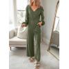 imageDokotoo Lantern Long Sleeve Jumpsuit Wrapped V Neck Elegant for Womens Dressy Casual 2024 Fall One Piece Romper OutfitsJungle Green