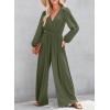 imageDokotoo Lantern Long Sleeve Jumpsuit Wrapped V Neck Elegant for Womens Dressy Casual 2024 Fall One Piece Romper OutfitsJungle Green