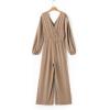imageDokotoo Lantern Long Sleeve Jumpsuit Wrapped V Neck Elegant for Womens Dressy Casual 2024 Fall One Piece Romper OutfitsSimply Taupe