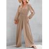 imageDokotoo Lantern Long Sleeve Jumpsuit Wrapped V Neck Elegant for Womens Dressy Casual 2024 Fall One Piece Romper OutfitsSimply Taupe