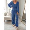 imageDokotoo Lantern Long Sleeve Jumpsuit Wrapped V Neck Elegant for Womens Dressy Casual 2024 Fall One Piece Romper OutfitsSky Blue