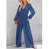 imageDokotoo Lantern Long Sleeve Jumpsuit Wrapped V Neck Elegant for Womens Dressy Casual 2024 Fall One Piece Romper OutfitsSky Blue