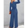 imageDokotoo Lantern Long Sleeve Jumpsuit Wrapped V Neck Elegant for Womens Dressy Casual 2024 Fall One Piece Romper OutfitsSky Blue