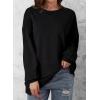 imageDokotoo Oversized Sweatshirt for Women Casual Crewneck Long Sleeve Waffle Splicing Solid Pullover Sweatshirts TopsBlack