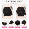 imageDokotoo Oversized Sweatshirt for Women Casual Crewneck Long Sleeve Waffle Splicing Solid Pullover Sweatshirts TopsBlack