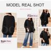 imageDokotoo Oversized Sweatshirt for Women Casual Crewneck Long Sleeve Waffle Splicing Solid Pullover Sweatshirts TopsBlack