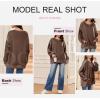 imageDokotoo Oversized Sweatshirt for Women Casual Crewneck Long Sleeve Waffle Splicing Solid Pullover Sweatshirts TopsCoffee