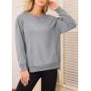 imageDokotoo Oversized Sweatshirt for Women Casual Crewneck Long Sleeve Waffle Splicing Solid Pullover Sweatshirts TopsGrey