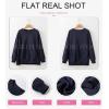 imageDokotoo Oversized Sweatshirt for Women Casual Crewneck Long Sleeve Waffle Splicing Solid Pullover Sweatshirts TopsNavy Blue