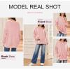 imageDokotoo Oversized Sweatshirt for Women Casual Crewneck Long Sleeve Waffle Splicing Solid Pullover Sweatshirts TopsPink