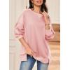 imageDokotoo Oversized Sweatshirt for Women Casual Crewneck Long Sleeve Waffle Splicing Solid Pullover Sweatshirts TopsPink