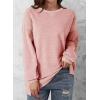 imageDokotoo Oversized Sweatshirt for Women Casual Crewneck Long Sleeve Waffle Splicing Solid Pullover Sweatshirts TopsPink