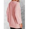 imageDokotoo Oversized Sweatshirt for Women Casual Crewneck Long Sleeve Waffle Splicing Solid Pullover Sweatshirts TopsPink