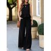 imageDokotoo Pants Sets Women 2 Piece Outfits Sleeveless Round Neck Tank Tops Matching Sets for Women Elastic Waist Wide LegBlack