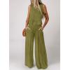 imageDokotoo Pants Sets Women 2 Piece Outfits Sleeveless Round Neck Tank Tops Matching Sets for Women Elastic Waist Wide LegGreen