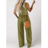 imageDokotoo Pants Sets Women 2 Piece Outfits Sleeveless Round Neck Tank Tops Matching Sets for Women Elastic Waist Wide LegGreen
