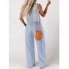 imageDokotoo Pants Sets Women 2 Piece Outfits Sleeveless Round Neck Tank Tops Matching Sets for Women Elastic Waist Wide LegLignt Blue