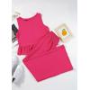 imageDokotoo Pants Sets Women 2 Piece Outfits Sleeveless Round Neck Tank Tops Matching Sets for Women Elastic Waist Wide LegRose Red