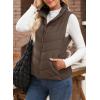 imageDokotoo Puffer Vest Women Sleeveless Zip Up Outerwear Stand Collar Quilted Vest Warm Winter Jackets Coats with PocketBrown