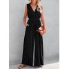 imageDokotoo Sleeveless Jumpsuit Wrapped V Neck Elegant for Womens Dressy Casual 2025 One Piece Romper OutfitsBlack