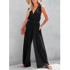 imageDokotoo Sleeveless Jumpsuit Wrapped V Neck Elegant for Womens Dressy Casual 2025 One Piece Romper OutfitsBlack