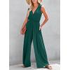 imageDokotoo Sleeveless Jumpsuit Wrapped V Neck Elegant for Womens Dressy Casual 2025 One Piece Romper OutfitsBlackish Green