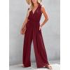 imageDokotoo Sleeveless Jumpsuit Wrapped V Neck Elegant for Womens Dressy Casual 2025 One Piece Romper OutfitsBurgundy