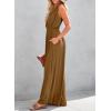 imageDokotoo Sleeveless Jumpsuit Wrapped V Neck Elegant for Womens Dressy Casual 2025 One Piece Romper OutfitsChestnut