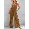 imageDokotoo Sleeveless Jumpsuit Wrapped V Neck Elegant for Womens Dressy Casual 2025 One Piece Romper OutfitsChestnut