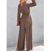 imageDokotoo Sleeveless Jumpsuit Wrapped V Neck Elegant for Womens Dressy Casual 2025 One Piece Romper OutfitsDark Brown
