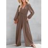 imageDokotoo Sleeveless Jumpsuit Wrapped V Neck Elegant for Womens Dressy Casual 2025 One Piece Romper OutfitsDark Brown