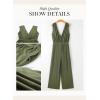 imageDokotoo Sleeveless Jumpsuit Wrapped V Neck Elegant for Womens Dressy Casual 2025 One Piece Romper OutfitsJungle Green