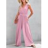 imageDokotoo Sleeveless Jumpsuit Wrapped V Neck Elegant for Womens Dressy Casual 2025 One Piece Romper OutfitsPink