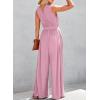 imageDokotoo Sleeveless Jumpsuit Wrapped V Neck Elegant for Womens Dressy Casual 2025 One Piece Romper OutfitsPink