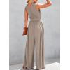 imageDokotoo Sleeveless Jumpsuit Wrapped V Neck Elegant for Womens Dressy Casual 2025 One Piece Romper OutfitsSimply Taupe