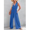 imageDokotoo Sleeveless Jumpsuit Wrapped V Neck Elegant for Womens Dressy Casual 2025 One Piece Romper OutfitsSky Blue