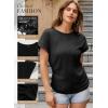 imageDokotoo Spring Tops for Women 2025 Cap Sleeve Side Ruched Summer Tops for Women Trendy Women ClothingBlack