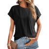 imageDokotoo Spring Tops for Women 2025 Cap Sleeve Side Ruched Summer Tops for Women Trendy Women ClothingBlack