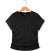 imageDokotoo Spring Tops for Women 2025 Cap Sleeve Side Ruched Summer Tops for Women Trendy Women ClothingBlack