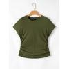 imageDokotoo Spring Tops for Women 2025 Cap Sleeve Side Ruched Summer Tops for Women Trendy Women ClothingDark Green