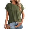 imageDokotoo Spring Tops for Women 2025 Cap Sleeve Side Ruched Summer Tops for Women Trendy Women ClothingDark Green