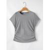 imageDokotoo Spring Tops for Women 2025 Cap Sleeve Side Ruched Summer Tops for Women Trendy Women ClothingGray