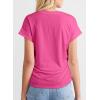 imageDokotoo Spring Tops for Women 2025 Cap Sleeve Side Ruched Summer Tops for Women Trendy Women ClothingRose Red