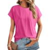 imageDokotoo Spring Tops for Women 2025 Cap Sleeve Side Ruched Summer Tops for Women Trendy Women ClothingRose Red