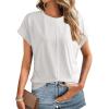 imageDokotoo Spring Tops for Women 2025 Cap Sleeve Side Ruched Summer Tops for Women Trendy Women ClothingWhite