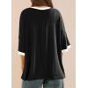 imageDokotoo Summer Tops for Women 2025 Loose Oversized T Shirts Crewneck Color Block Side Slits Basic Tee BlousesBlack